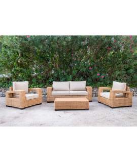 Conjunto 2 Sillones Sofa y Mesa en Medula de Rattan Alakau