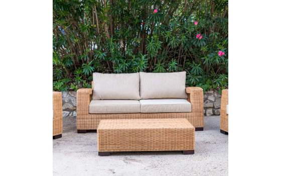 Conjunto 2 Sillones Sofa y Mesa en Medula de Rattan Alakau Conjunto 2 Sillones Sofa y Mesa en Medula de Rattan Alakau