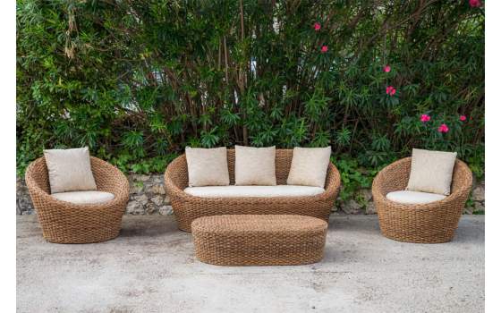 Conjunto 2 Sillones Sofa y Mesa Tejidos en Algas y Bambu Alakau Conjunto 2 Sillones Sofa y Mesa Tejidos en Algas y Bambu Alakau