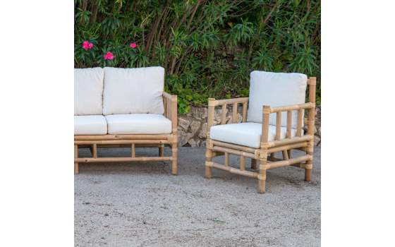 Conjunto 2 Sillones y Sofa de Bambu Rattan Serie Alakau Conjunto 2 Sillones y Sofa de Bambu Rattan Serie Alakau