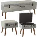Conjunto 3 Banquetas Baul Tapizadas Estilo Actual Serie Alarnat