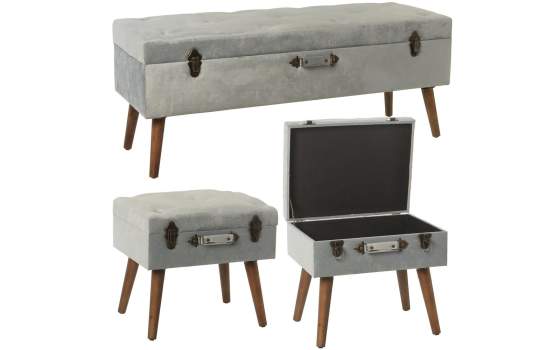Conjunto 3 Banquetas Baul Tapizadas Estilo Actual Serie Alarnat