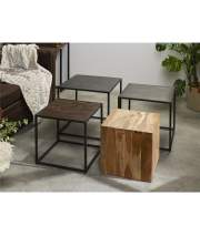 Conjunto 4 Mesas Auxiliares Madera Reciclada Metal Avirin
