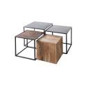 Conjunto 4 Mesas Auxiliares Madera Reciclada Metal Avirin
