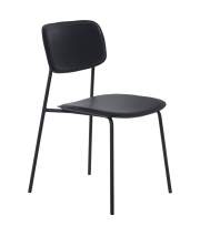 Conjunto 4 Sillas Madera Poli Piel y Metal Negro Serie Adansi