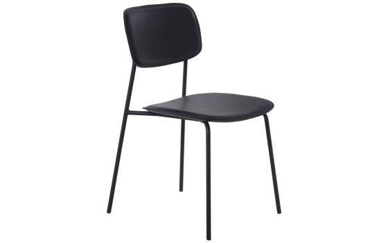Conjunto 4 Sillas Madera Poli Piel y Metal Negro Serie Adansi