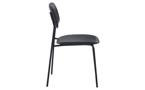 Conjunto 4 Sillas Madera Poli Piel y Metal Negro Serie Adansi