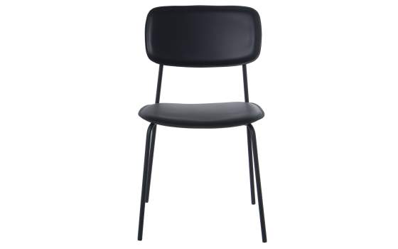 Conjunto 4 Sillas Madera Poli Piel y Metal Negro Serie Adansi