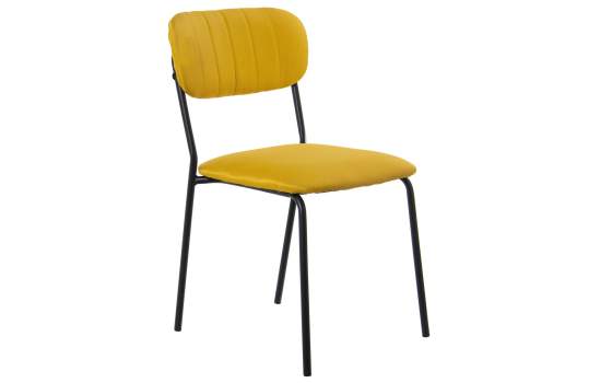 Conjunto 4 Sillas Metal Negro Asiento Respaldo Mostaza Adelasa
