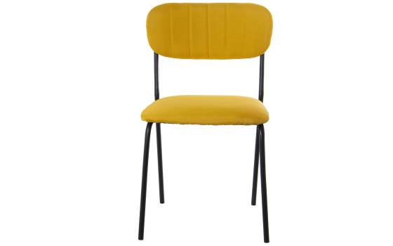 Conjunto 4 Sillas Metal Negro Asiento Respaldo Mostaza Adelasa
