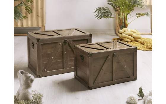 Conjunto de 2 Baules Madera Listonados Serie Armoris