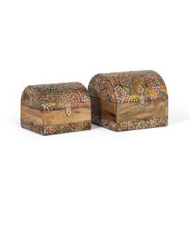 Conjunto de 2 Baules Pequeños con Decoracion Incrustada Aguray