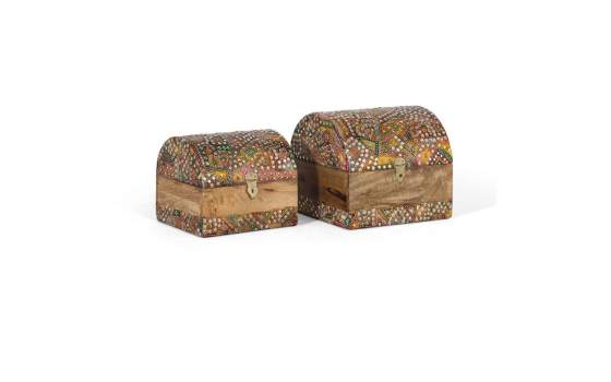 Conjunto de 2 Baules Pequeños con Decoracion Incrustada Aguray