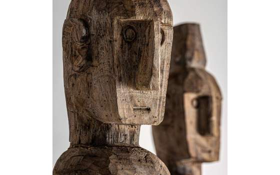 Conjunto de 2 Escultura Talladas Etnicas Serie Akataon