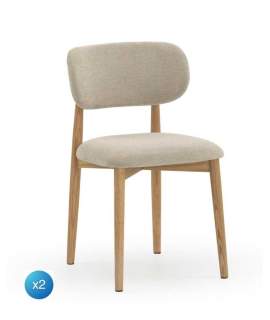 Conjunto de 2 Sillas Madera Actual Tapizada Beige Aguazal