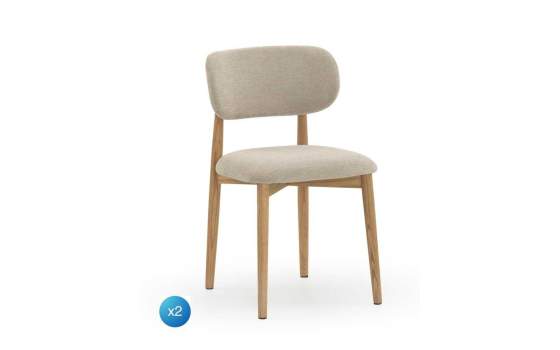 Conjunto de 2 Sillas Madera Actual Tapizada Beige Aguazal
