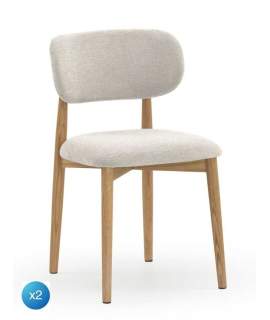 Conjunto de 2 Sillas Madera Actual Tapizada Blanca Aguazal