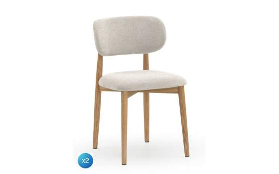 Conjunto de 2 Sillas Madera Actual Tapizada Blanca Aguazal