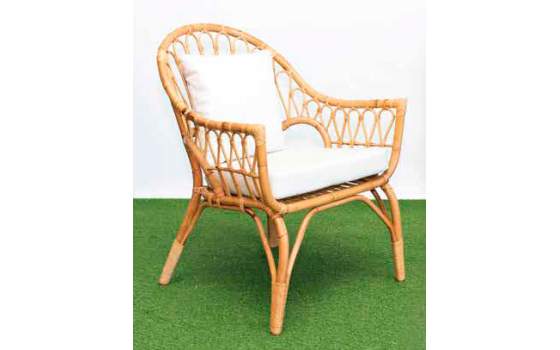 Conjunto de 2 Sillones 1 Sofa y Mesa Rattan Tapizado Juncalet