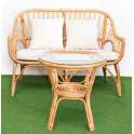 Conjunto de 2 Sillones 1 Sofa y Mesa Rattan Tapizado Juncalet