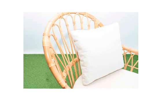 Conjunto de 2 Sillones 1 Sofa y Mesa Rattan Tapizado Juncalet