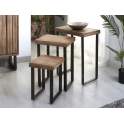 Conjunto de 3 Mesa Nido Madera Acacia y Forja Arlankan