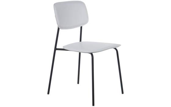 Conjunto 4 Sillas Madera Poli Piel Blanco y Metal Serie Adansi