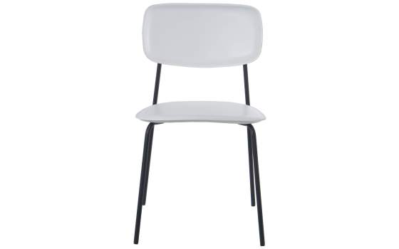 Conjunto 4 Sillas Madera Poli Piel Blanco y Metal Serie Adansi