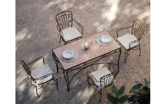 Conjunto Forja Mesa Ceramica y 4 Sillas Sevilla