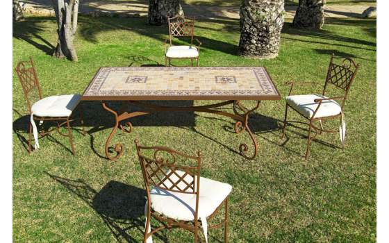 Conjunto Forja Mesa y 4 Sillas y 2 Sillones