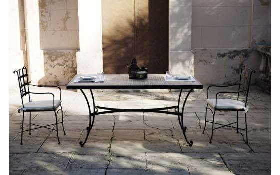 Conjunto Forja Mesa Genova 2 Sillones y 4 Sillas
