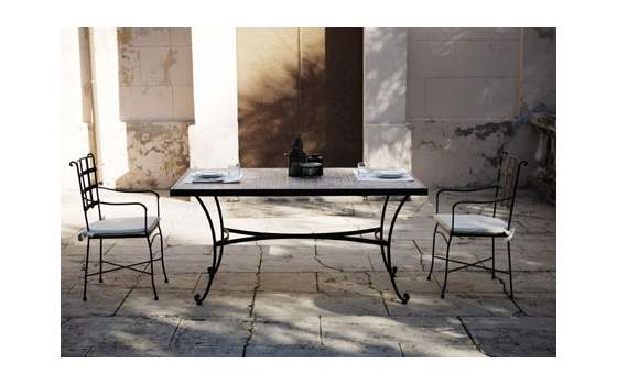 Conjunto Forja Mesa Genova 2 Sillones y 4 Sillas