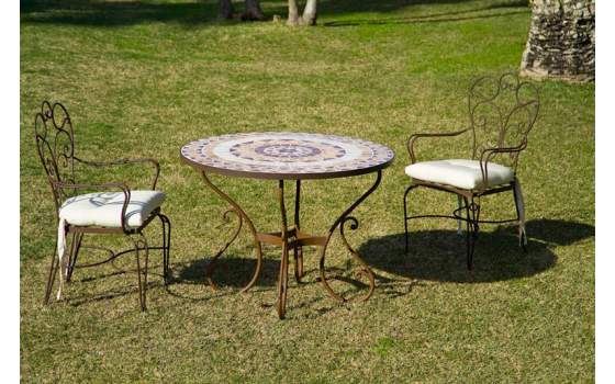 Conjunto Forja Mesa Toledo y 4 Sillones