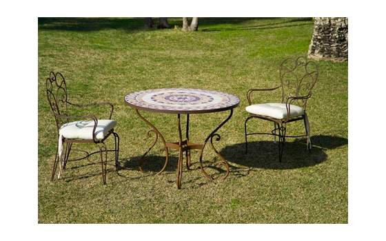 Conjunto Forja Mesa Toledo y 4 Sillones