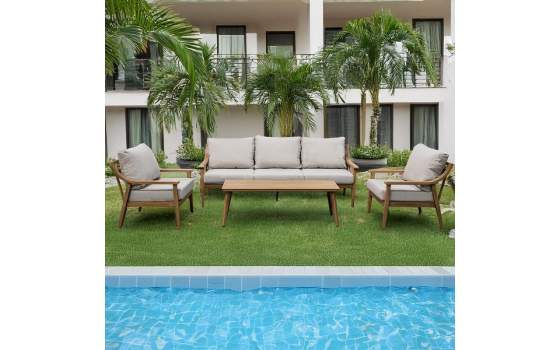 Conjunto Sofa3 Plazas, 2 Sillones y Mesa Serie Aelst