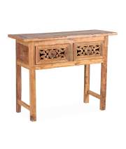 Consola 2 Cajones Tallada Madera Reciclada Oriental Recicle