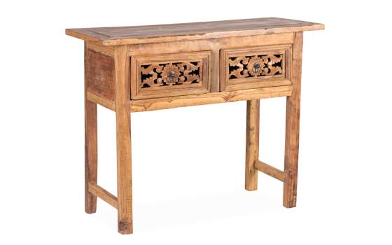 Consola 2 Cajones Tallada Madera Reciclada Oriental Recicle