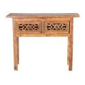 Consola 2 Cajones Tallada Madera Reciclada Oriental Recicle