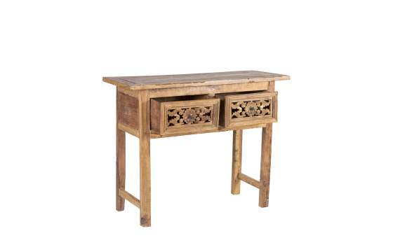 Consola 2 Cajones Tallada Madera Reciclada Oriental Recicle