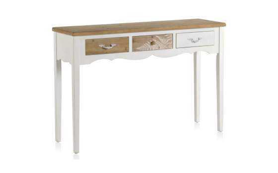 Consola 3 cajones Blanca decorada Serie Decomas