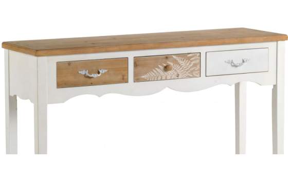 Consola 3 cajones Blanca decorada Serie Decomas