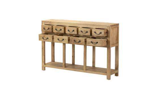 Consola Aparador Rustico 9 Cajones y Estante - Serie Aatmos