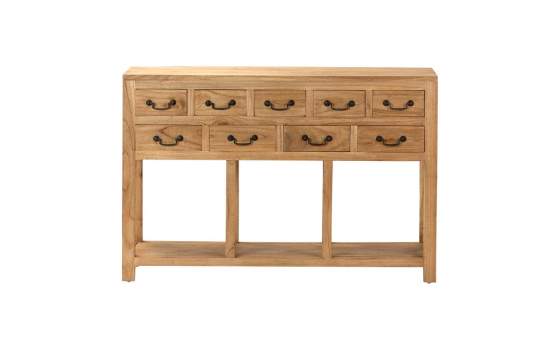 Consola Aparador Rustico 9 Cajones y Estante - Serie Aatmos