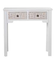 Consola Blanca 2 Cajones Tallados Serie Bralian