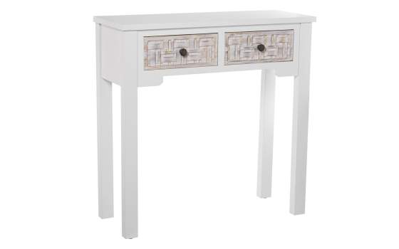Consola Blanca 2 Cajones Tallados Serie Bralian