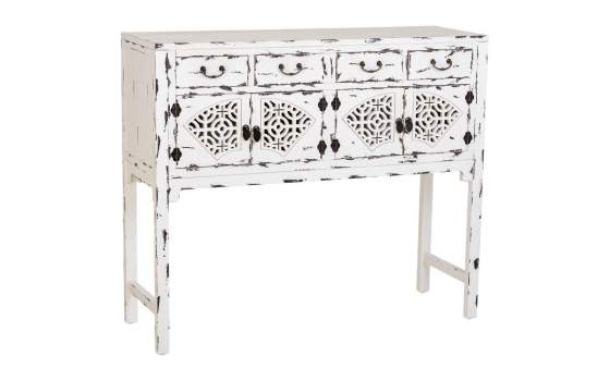 Consola Blanca Decape 4 Puertas Talladas Serie Makalu