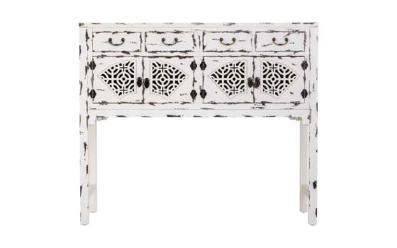 Consola Blanca Decape 4 Puertas Talladas Serie Makalu