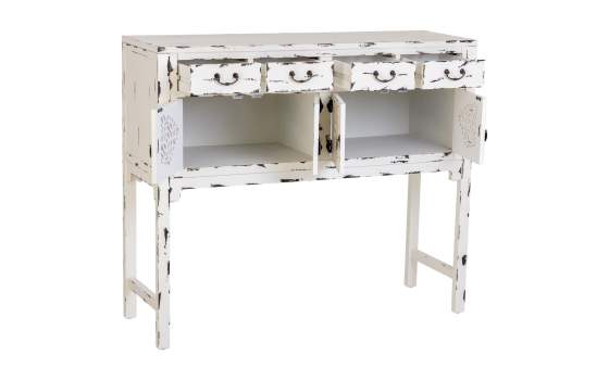 Consola Blanca Decape 4 Puertas Talladas Serie Makalu
