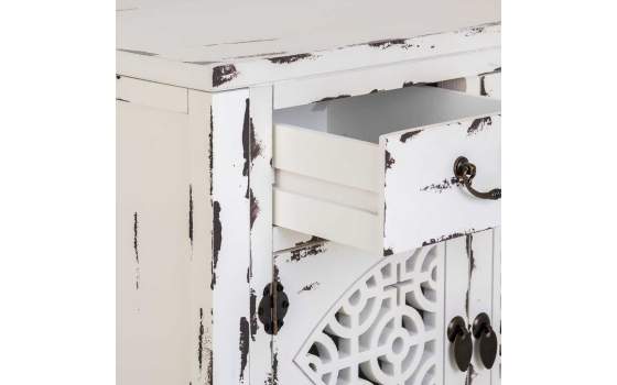 Consola Blanca Decape 4 Puertas Talladas Serie Makalu