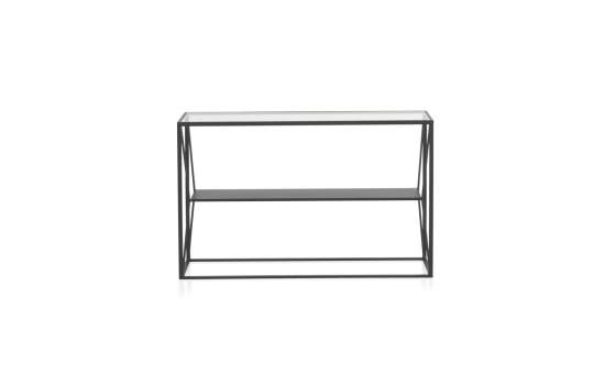 Consola de Forja y Acero con Estante y Tapa Cristal Serie Andion